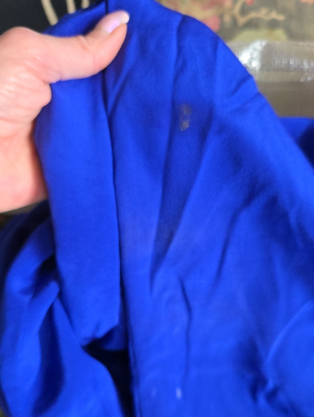 Vintage 1980s Leslie Fay 100% Silk Cobalt Blue Shirt Dress Long Sleeve Womens Si - Picture 12 of 14